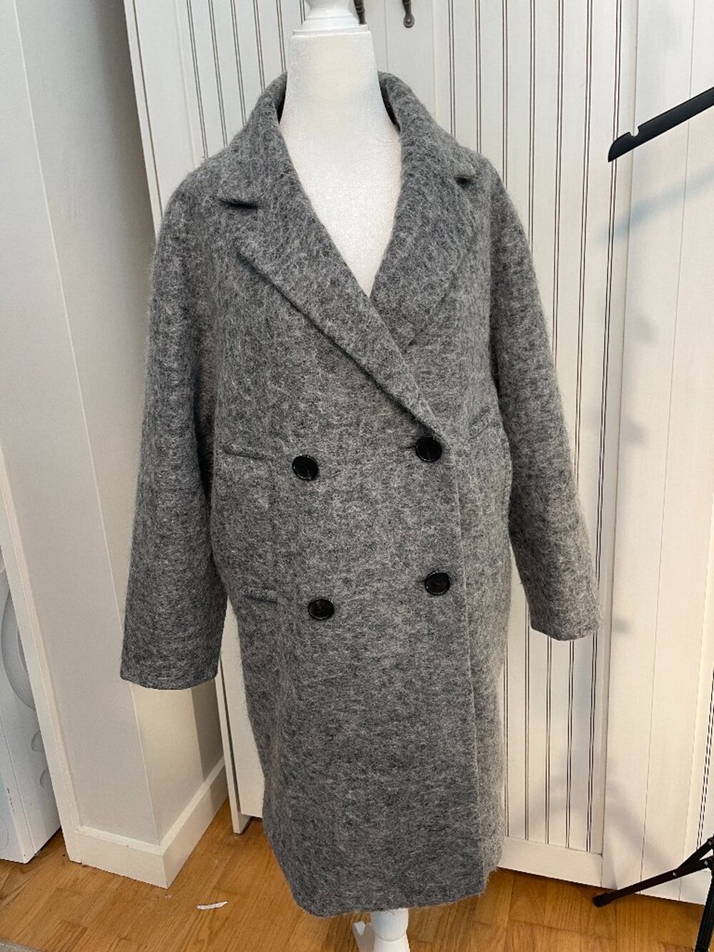TOMBOY Gray Double Breasted Wool 35% Coat Korean Oversized Winter Coat XS/S